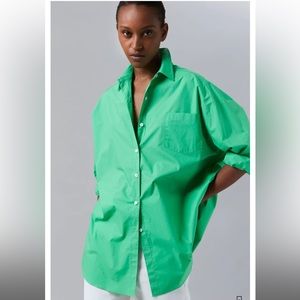 Frankie shop MELODY OVERSIZED COTTON SHIRT - ISLAND GREEN